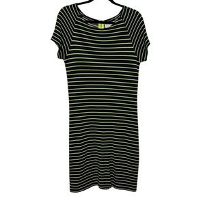 Sail to Sable STS Dress Size Small Navy Yellow Striped‎ Short Sleeve Back Zip